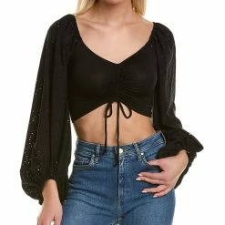 New 🔔 Vintage Havana Ruched Eyelet Top for 👩 women 🔔