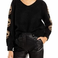 Top 10 🔔 Vintage Havana 👩 Womens Skull Graphic V-Neck Pullover Sweater 💯