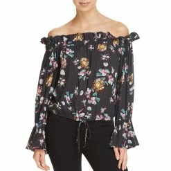 Deals ❤️ Vintage Havana 👩 Womens Bell Sleeves Off-The-Shoulder Peasant Top 🌟