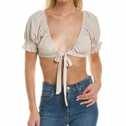 Deals 🔥 Vintage Havana Tie Front Bandeau Top for 👩 women 💯