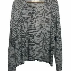 Best deal 🥰 Vintage Havana Zebra Print 1/4 Henley Top in Black/Grey for 👩 women 🧨