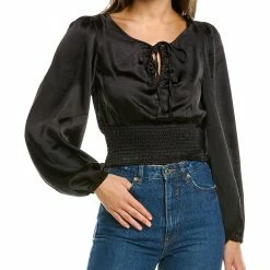 Budget 🥰 Vintage Havana Satin Ruched Top for 👩 women ⭐