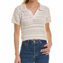 Wholesale 😀 Vintage Havana Pointelle Polo Sweater for 👩 women 😀