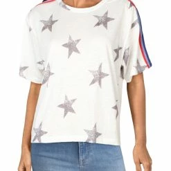 New 🥰 Vintage Havana 👩 Womens Side Stripe Stars Graphic T-Shirt 👏